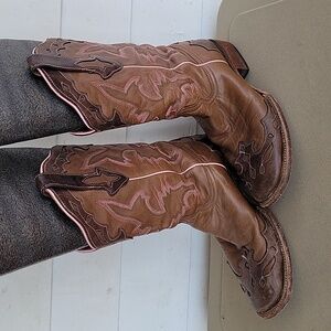 RESISTOL RANCH by Lucchese ladies cowboy western square toe boots M8005 sz 8.5